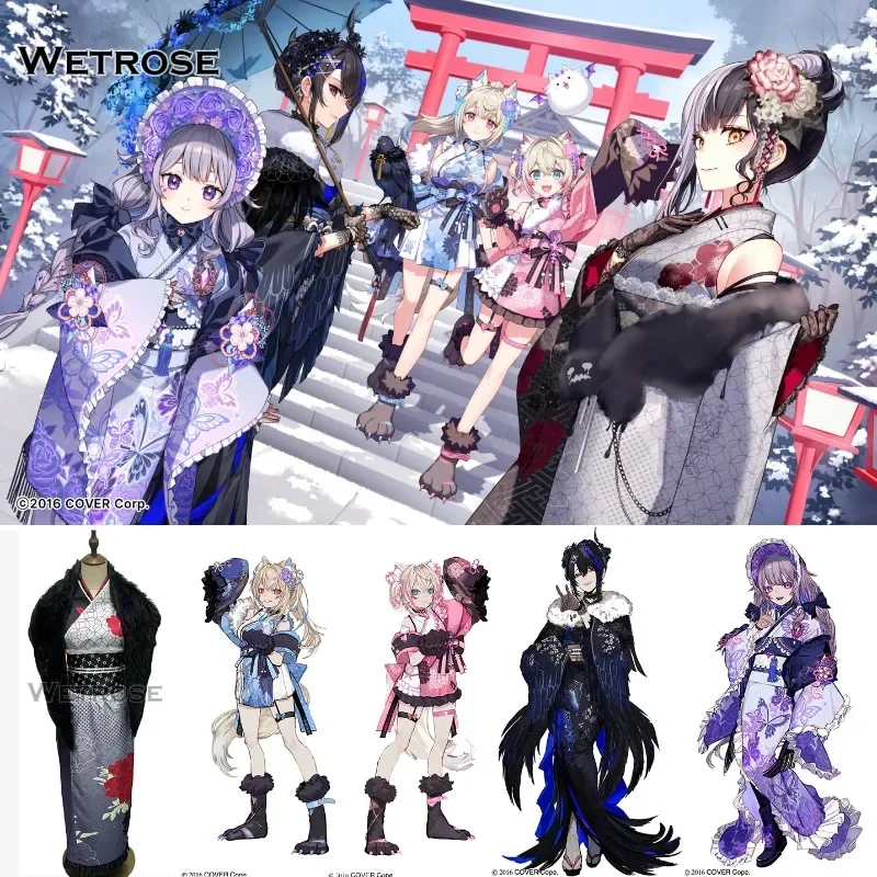 【Wetrose】 Advent New Year Kimono Outfit Cosplay Costume Shiori Fuwawa Mococo Abyssgard Bijou Koseki Nerissa Holo Hololive EN Wig