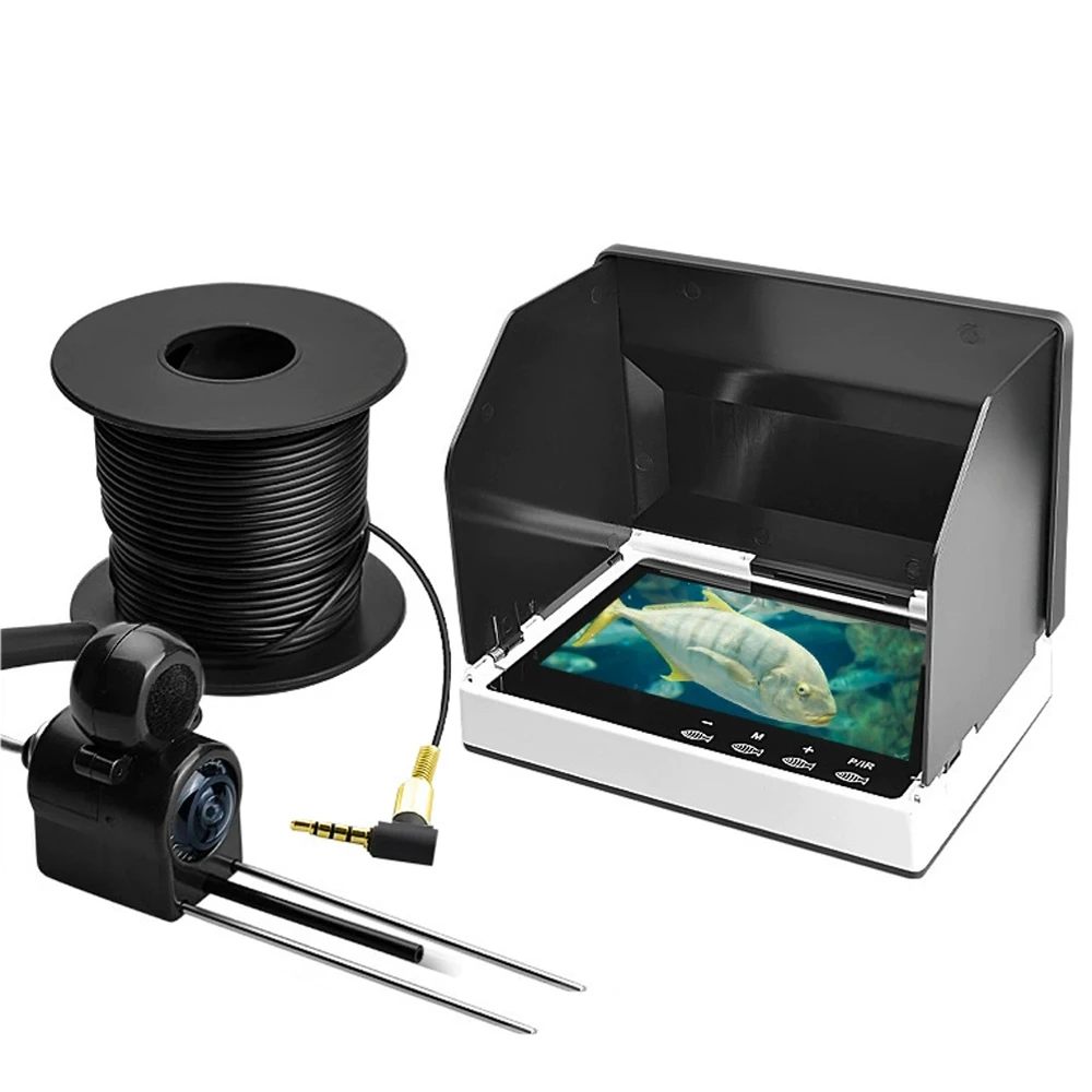 

5-дюймовая водонепроницаемая подводная камера для рыбалки Fish Finder 200 ° Широкоугольный HD-монитор с сенсорными кнопками, ночное видение, видеозапись