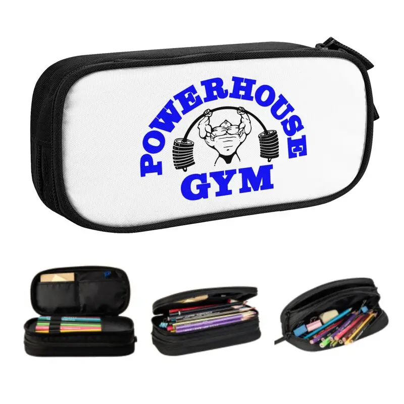 Custom Powerhouse Gym Pencil Cases for Boys Gilrs Large Storage Bodybuilding Fitness Pencil Pouch Stationery