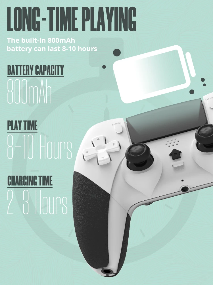 DATA FROG Kabelloser Gamecontroller für PS4 / für PS4 Pro / für PS4 Slim, Gamepad-Joystick für PC Dual-Vibration-Controller – Detail 3