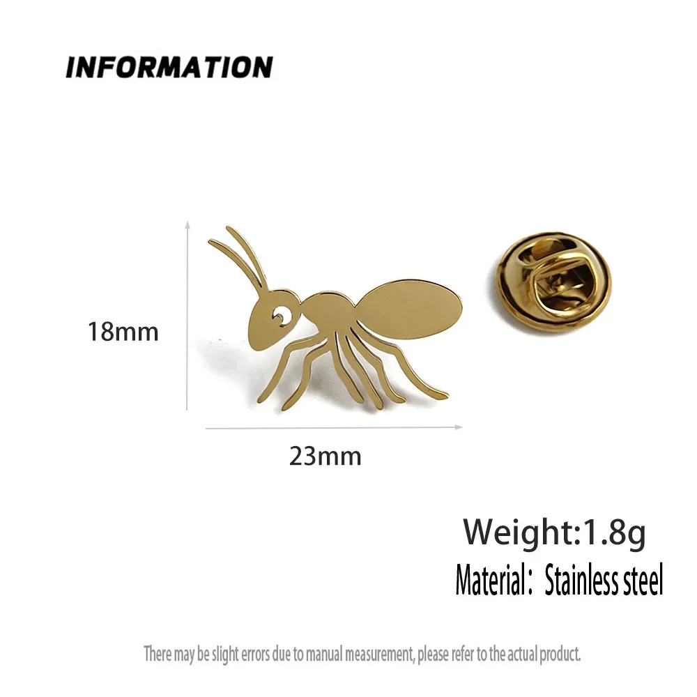 Cute Stainless Steel Ant Brooches For Women Men Clothing Accessories Trendy Insect Animal Brooch Pin Party Jewelry Gifts