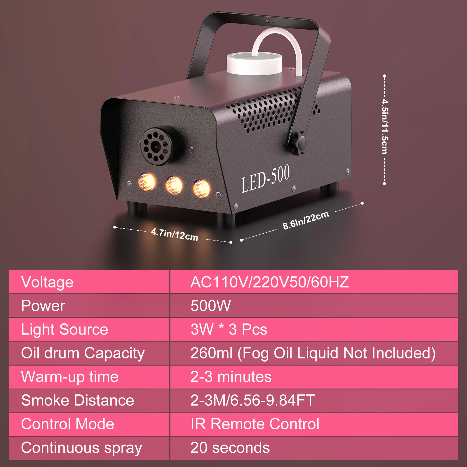 Yiflamefly Mini 500W RGB Rookmachine Bruiloft Rook Rookmachine Partijen Club Remote Fog Ejector voor DJ Wedding Party Concert