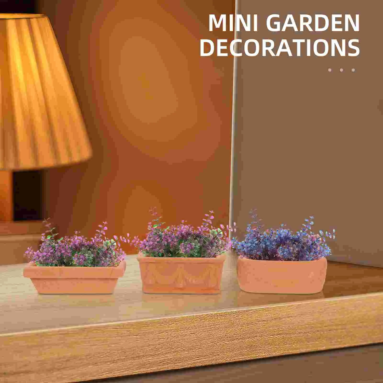 3 قطع من أصيص الزهور المصغر، أواني الطين، زارع الديكور، الفخار الزخرفي، الطين