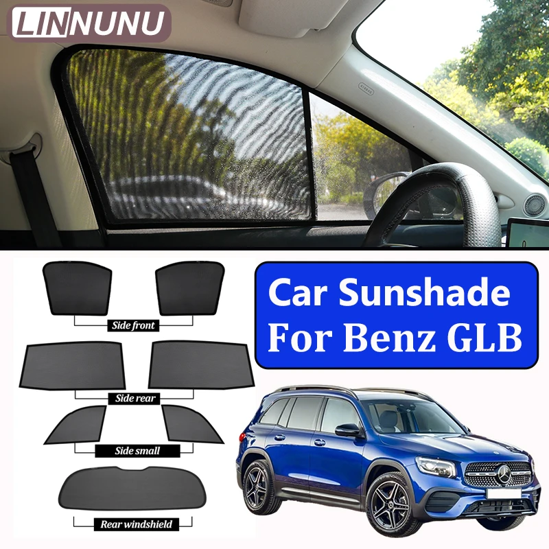 

Магнитная солнцезащитная шторка LINNUNU для Mercedes-Benz GLB X247 (2019-2026), сетчатая сетка на окно, летняя защита от солнца и УФ-излучения, аксессуары