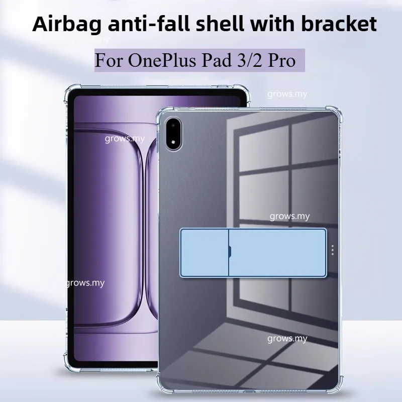 

Для Funda OnePlus Pad2 Pro 13,2 дюйма 2025 1 + Pad3 Pad 3/OPPO Pad4 Pro 13,2 дюйма, чехол из ТПУ для планшета, прозрачная задняя крышка с кронштейном