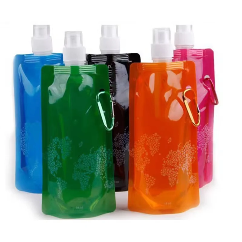 500ml Portable folding Water Bottle with button outdoor sports equipment drinking Water container one piece Sports Water Bottle
