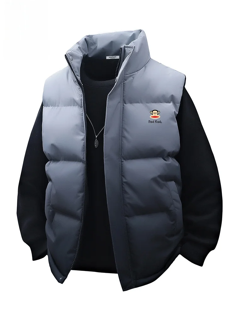 

PaulFrank Winter Cotton Vest Men's Sli Warm Svel Stand Collar Bal Outerwear Trendy Monkey Design Casual Jaet
