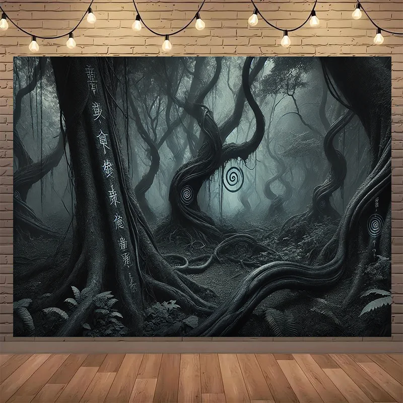 Fonds de photographie pour Halloween : Ombres, citrouilles, fantômes errants et récits effrayants – Toile de fond pour studio photo BH-26