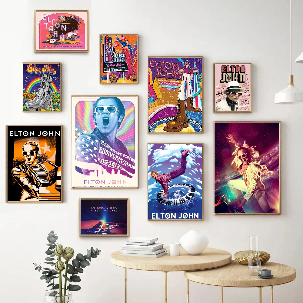 Elton John DIY Sticky Poster Vintage Room Bar Cafe Decor Home Decor
