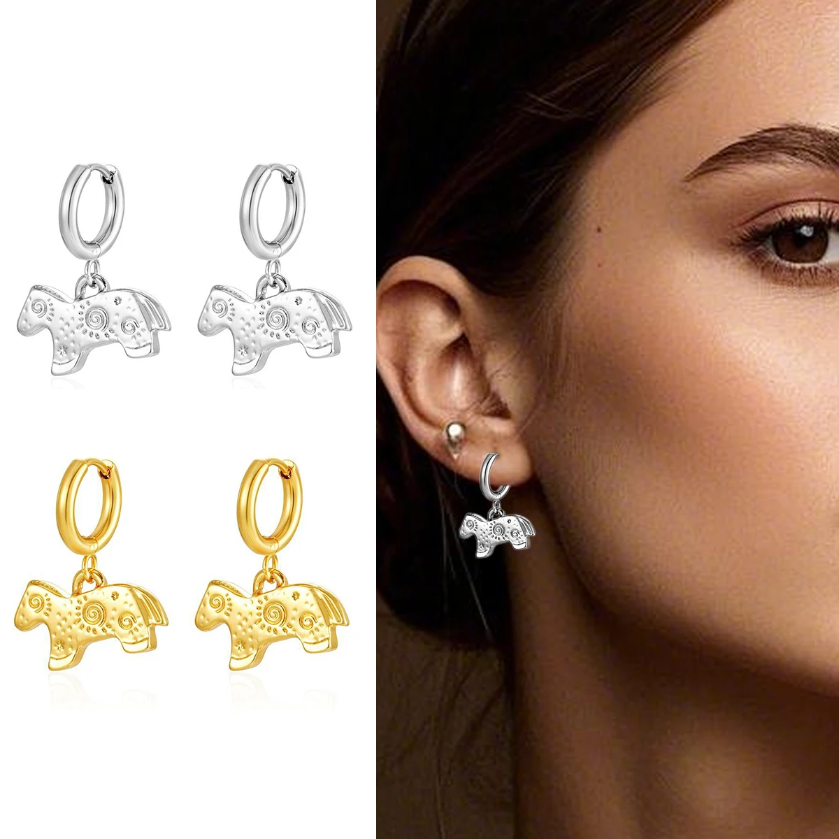 

Ute Animals Pet Dog Dangle Earrings for Women Vintage Piercing Hoop Drop Earrings Round Ears Piercing Accessories Jewelry
