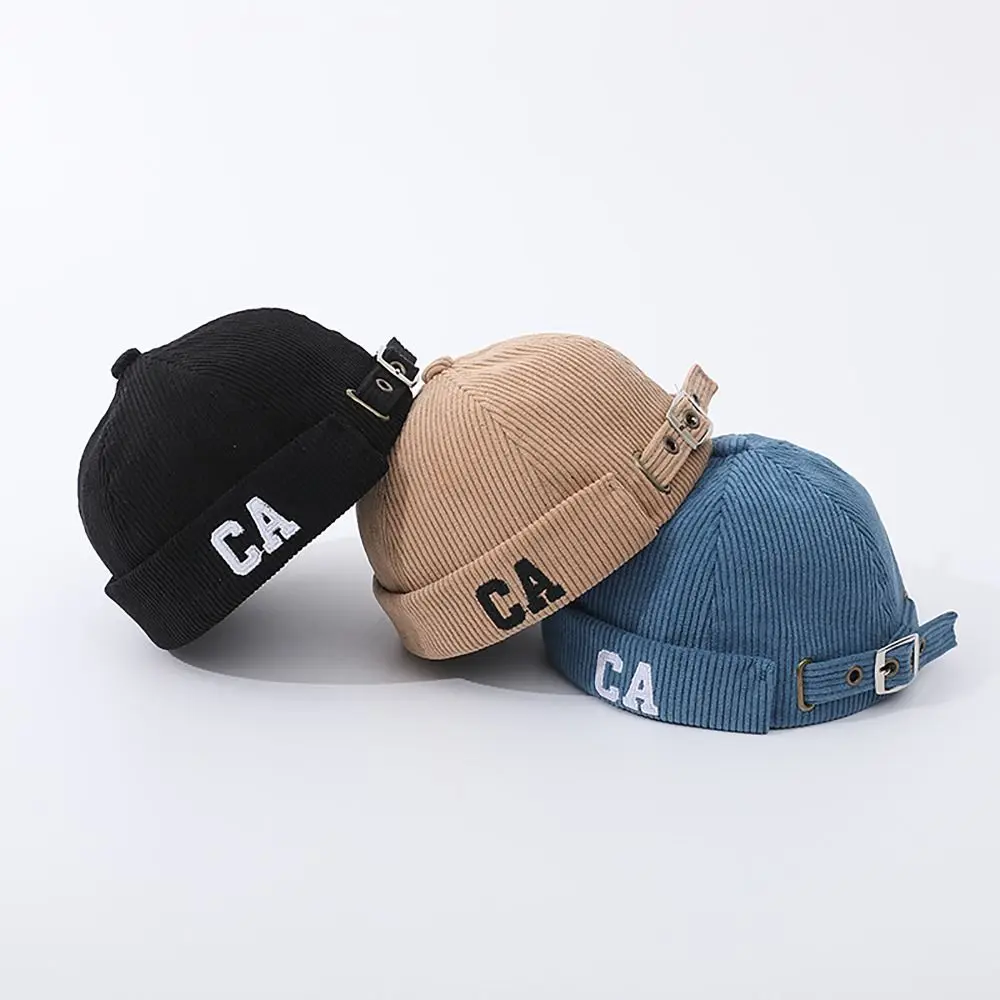 Japanese Style Baby Corduroy Docker Cap Wear All Seasons Brimless Brimless Hip Hop Hats Size Adjustable Landlord Hat