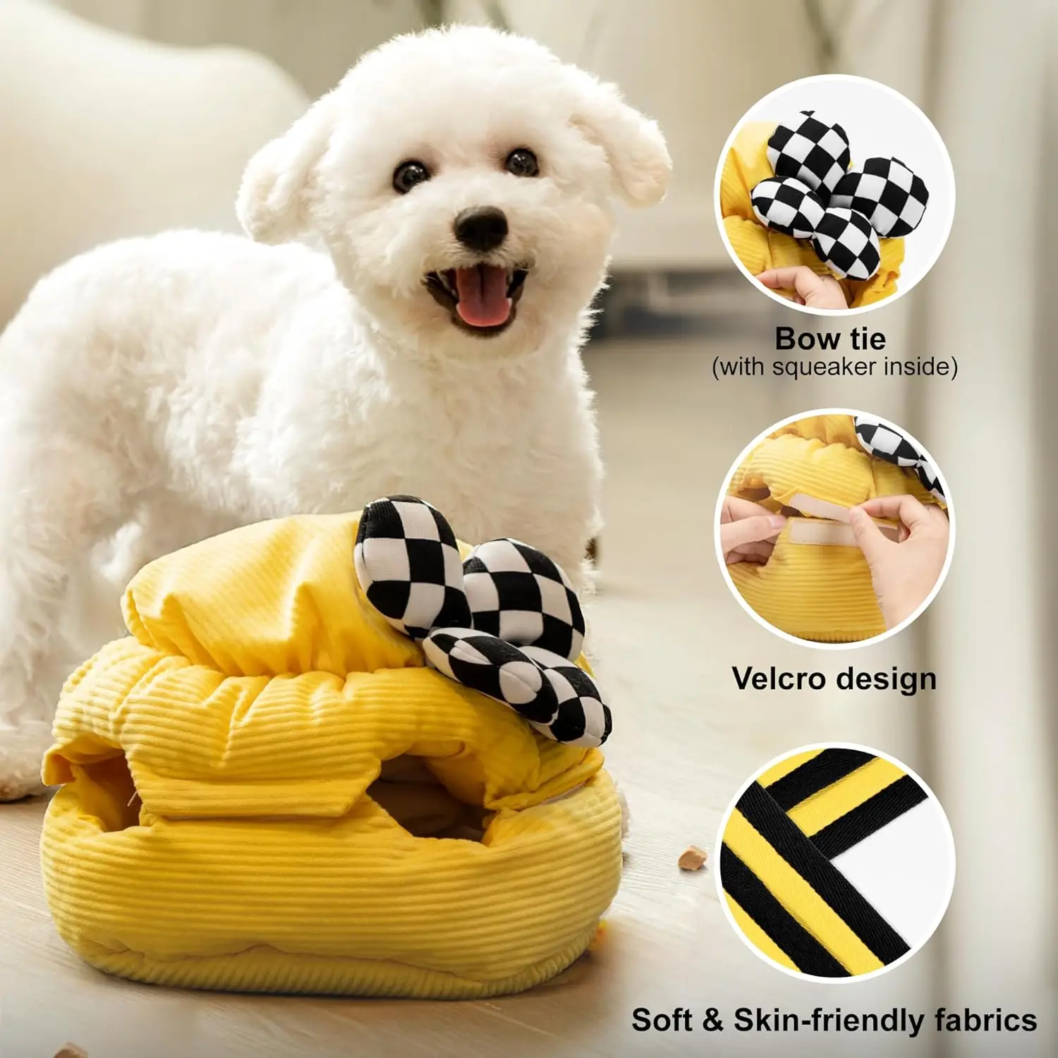 Mewoofun Dog Puzzle Toys Hide and Seek Dog Toys Sniffle Interactive Treat Game for Small Medium and Large Dogs Yellow