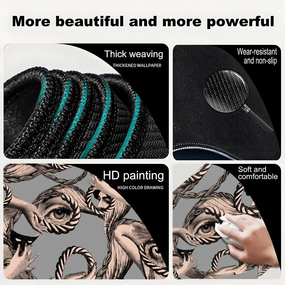 لوحة ماوس Face Art Fornasettie لعبة رياضية إلكترونية عالمية لسطح المكتب كمبيوتر محمول بسيط مكتب مطاطي صغير غير قابل للانزلاق 450x400x3 مللي متر
