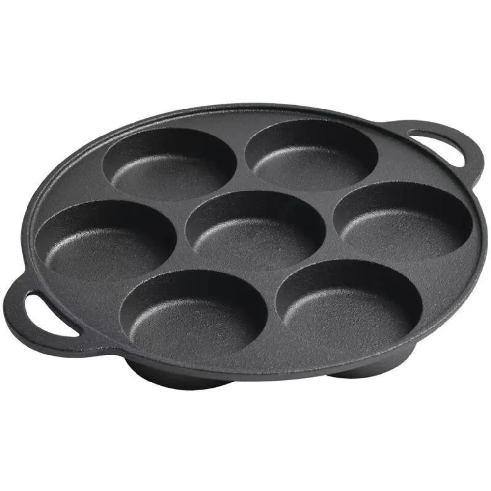 

Multipurpose Cast Iron 7 Hole Omelette Pan Efficient Non-Stick Kitchen Frying Pan Round Labor-saving Fried Eggs Pot Pancake