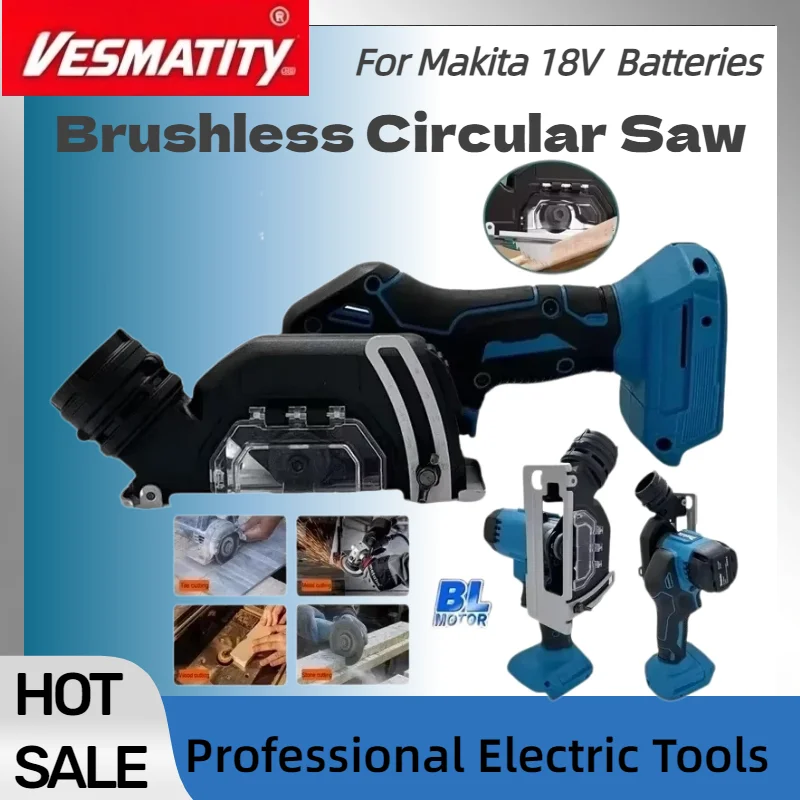 Cordless Angle Grinder 19500RPM 3 Inch Portable Cut Off Saw for Wood Tile Plastic Cutting  For Makita Battery