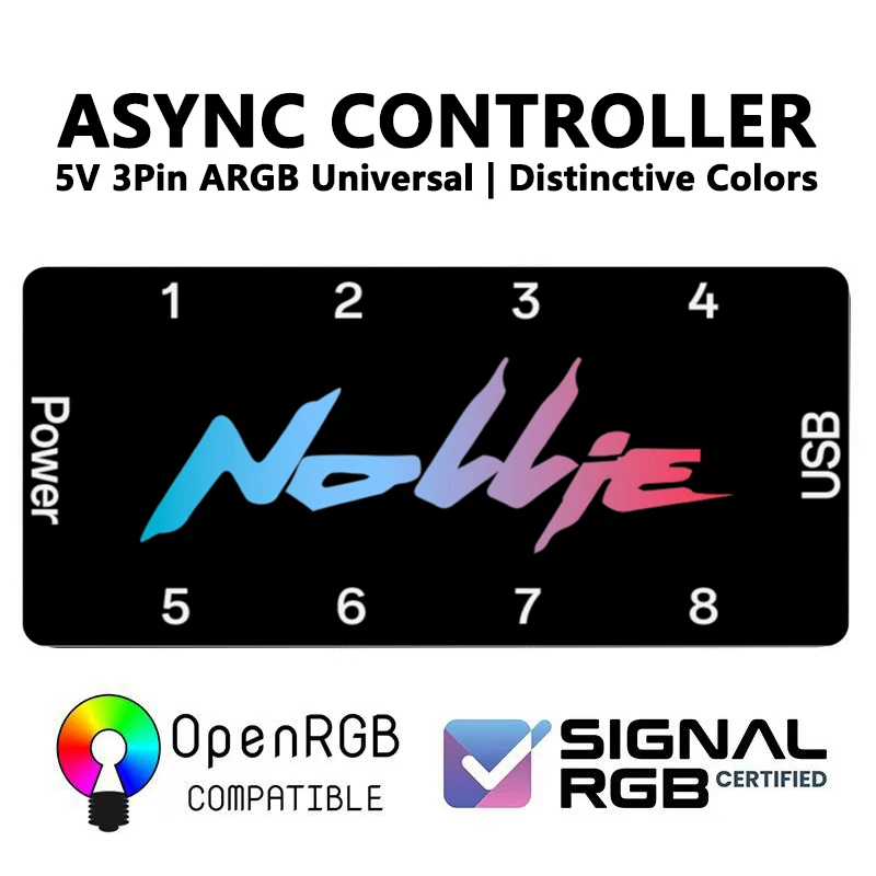 Nollie SignalRGB OpenRGB Universal 5V 3PIN ARGB محور تحكم غير متزامن للكمبيوتر حافظة الكمبيوتر مراوح التبريد شريط إضاءة