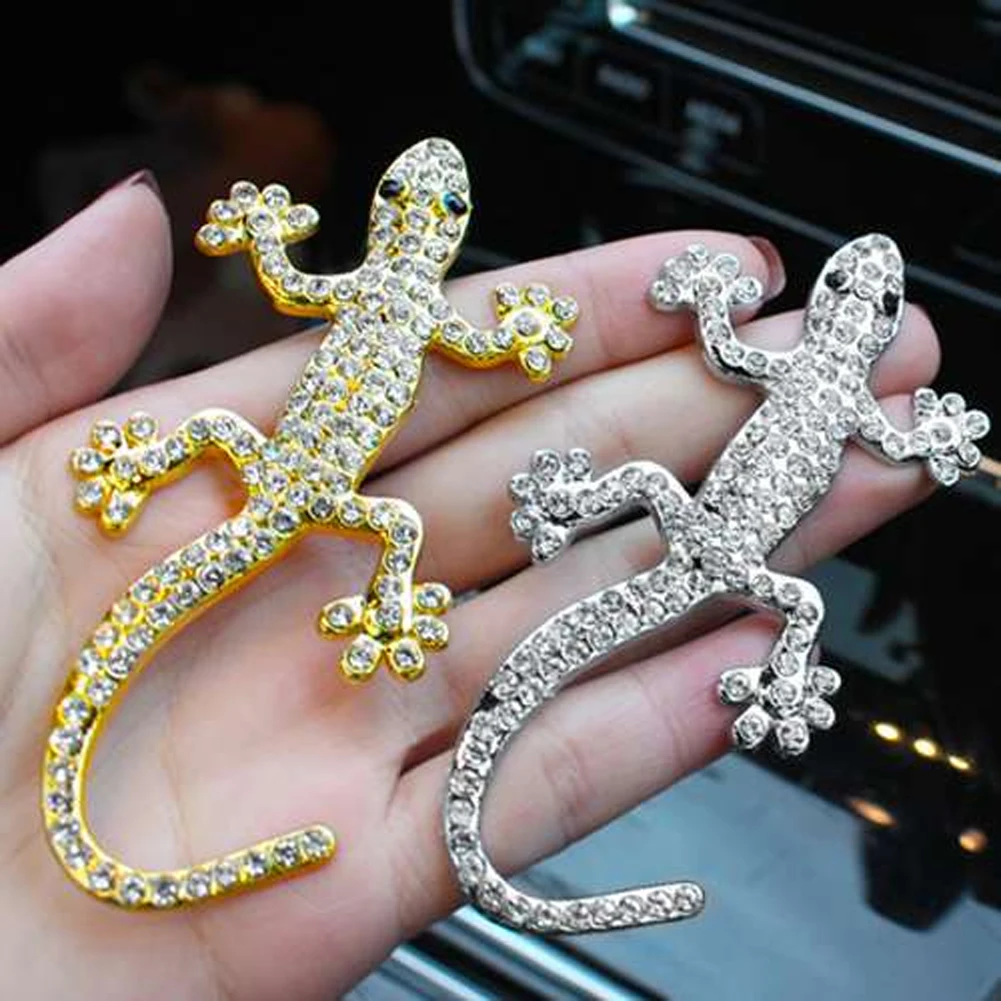 3D Rhinestone Diamond Lizard Gecko Car Sticker Decoration Badge Emblem Car-Styling Crystal Creative Auto Sticker Car Accessories