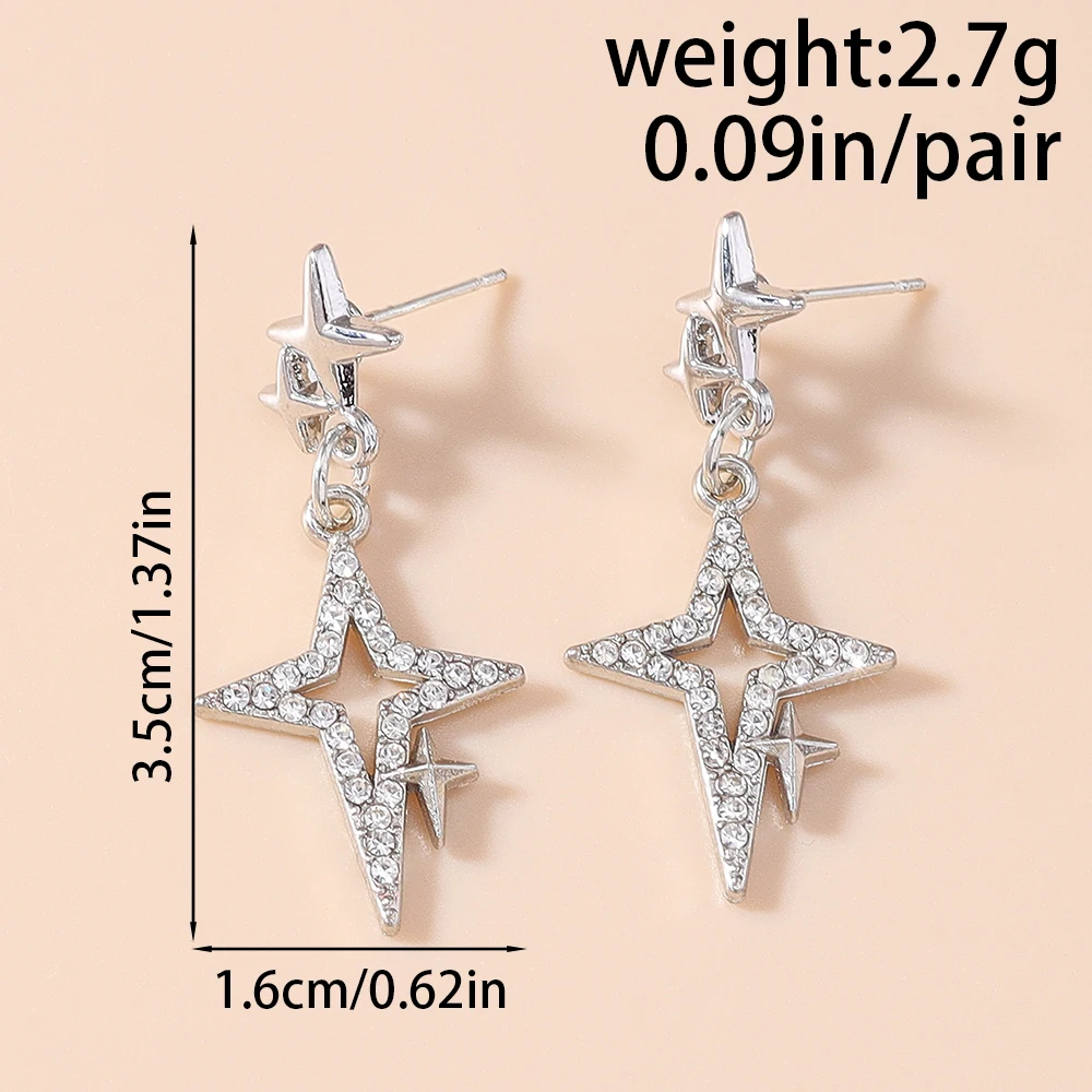 Aihua Fashion Cubic Zirconia Polaris Sterne Ohrringe Weißgoldfarben Hochzeit Party Schmuck für Frauen Kristall Stern Ohrringe – Detail 15