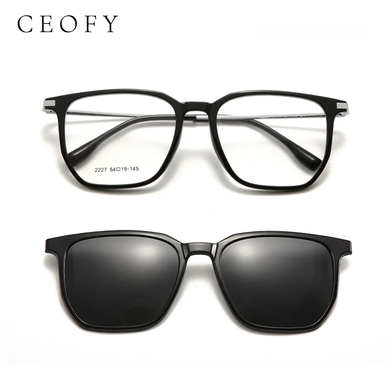 

Ceofy Men Glasses Frame 151mm Big Size Driving Polarized Magnetic Clip Sunglasses Optical Myopia Prescription Eyeglasses Frame