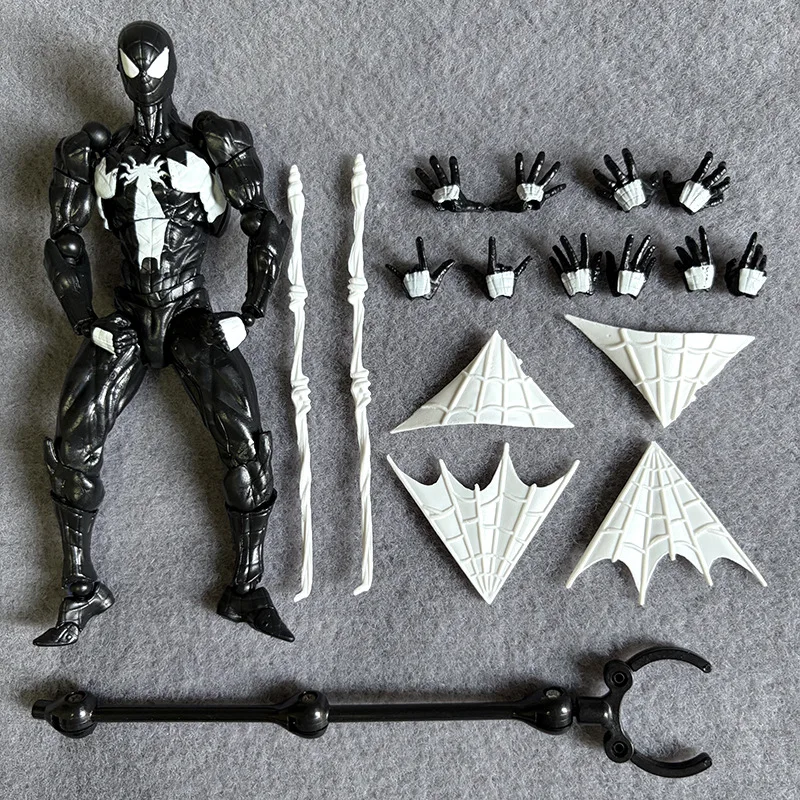 Symbiote Black Suit Spider Man 3.0 Figura posizionabile con design in stile Venom Modello d'azione articolato Regalo da collezione