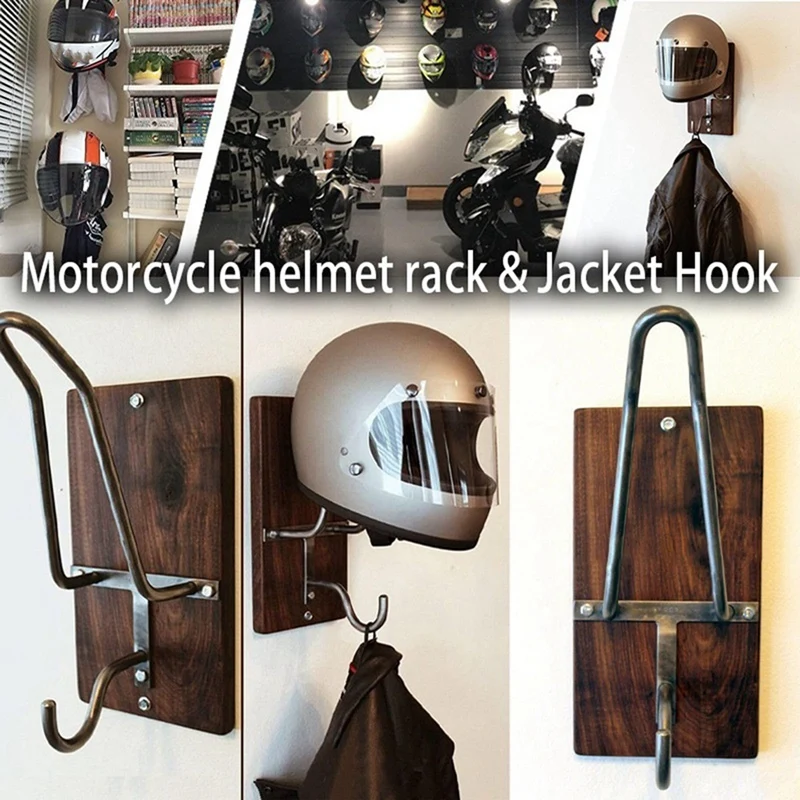 1 Piece Wall Mount Motorcycle Helmet Holder, Helmet Rack Holder, Metal,Wood Football Bicycle Helmet Hook Hanger