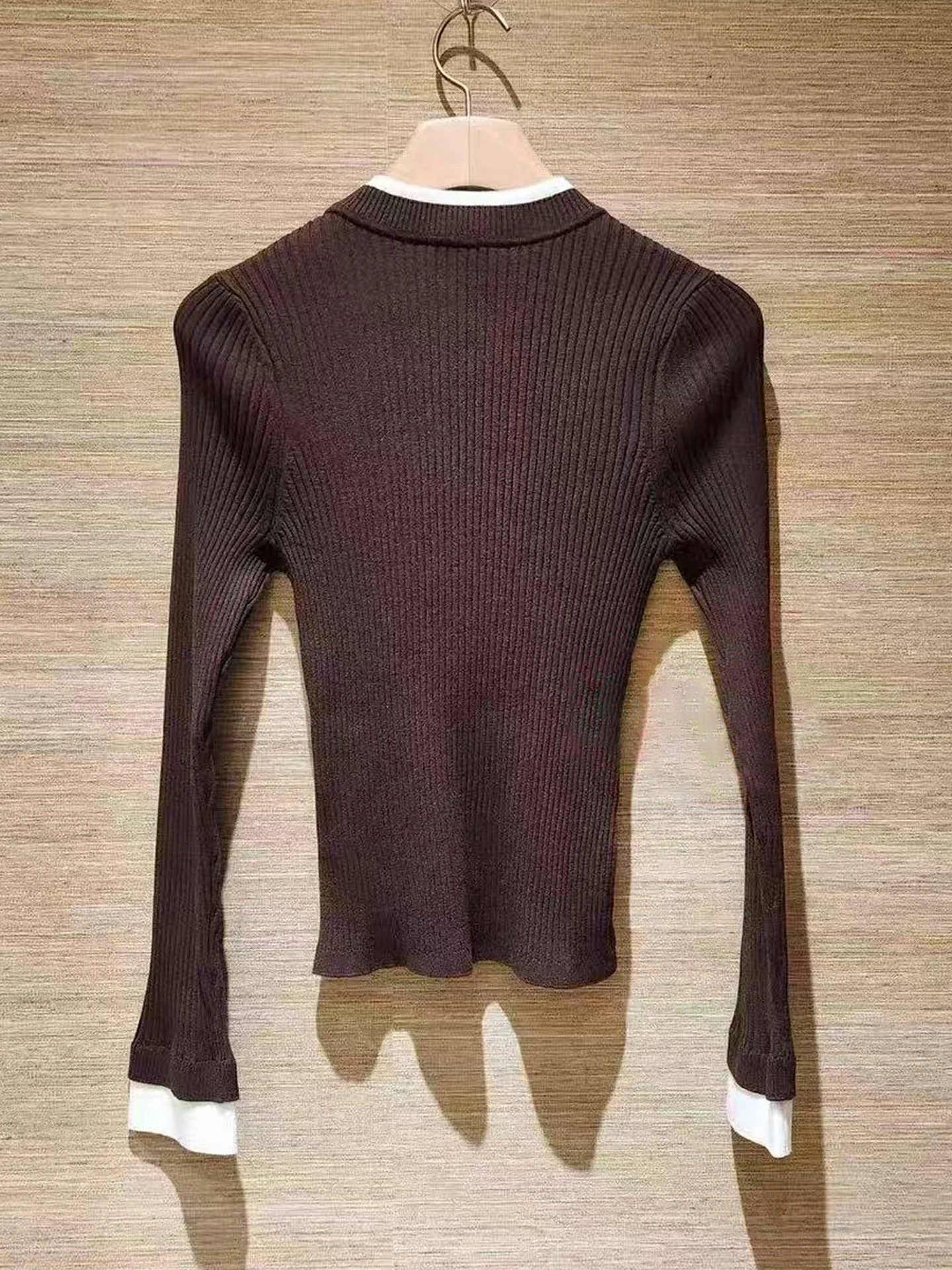 Top de punto adeazante y efectivo, moda femenina otoño 2025, nuevo estilo de dos piezas, manga larga, cuello redondo, largo...