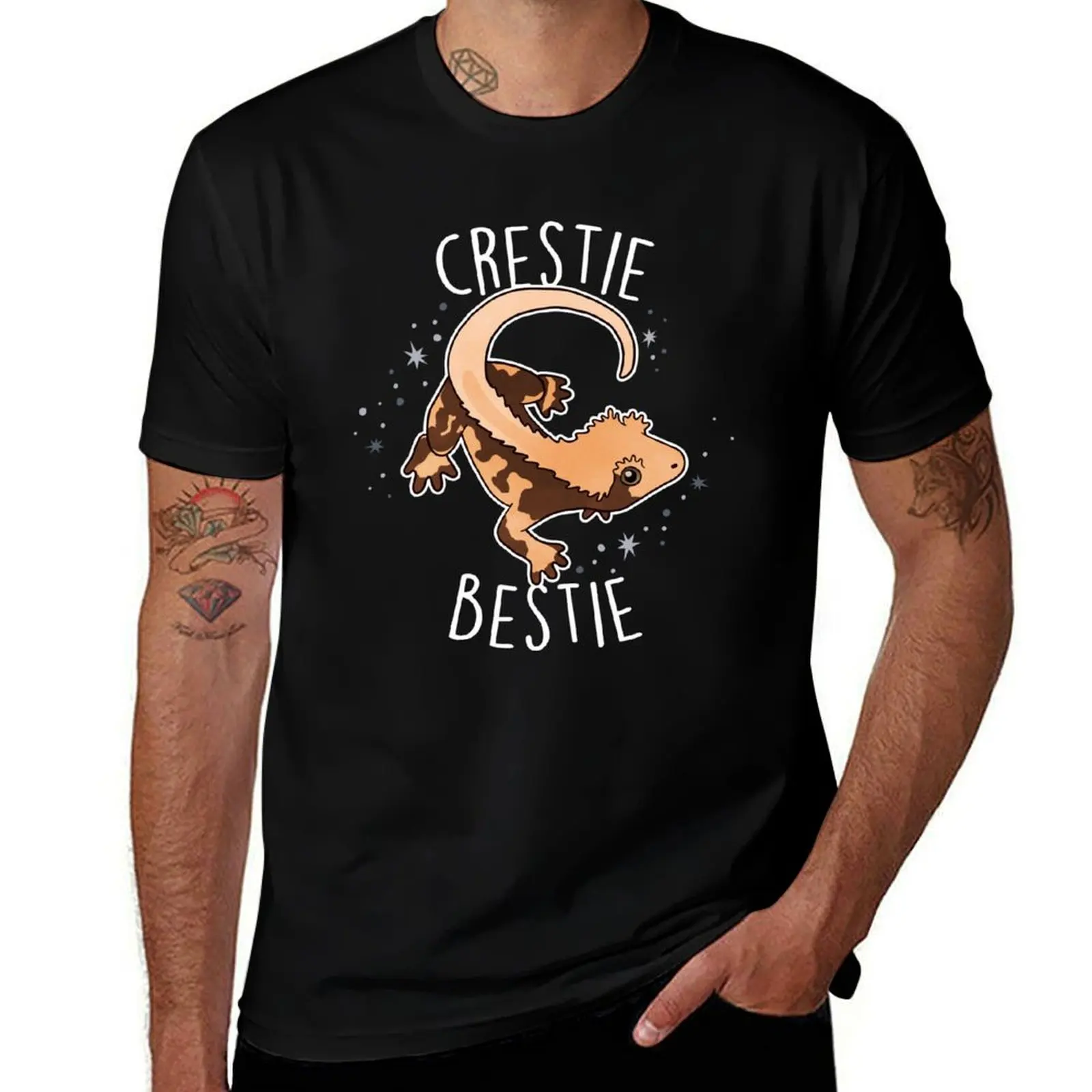 

Crested Gecko Lizard Reptile Crestie Bestie T-Shirt t shirt for man 100 percent cotton funny t shirts cotton