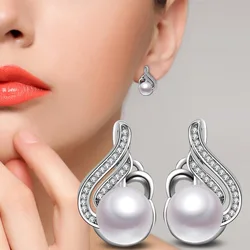 New 925 Silver Needle Jewelry Earrings Simple Freshwater Pearl Earrings For Women Jewelry Gift Boucle D'oreille Brincos Para