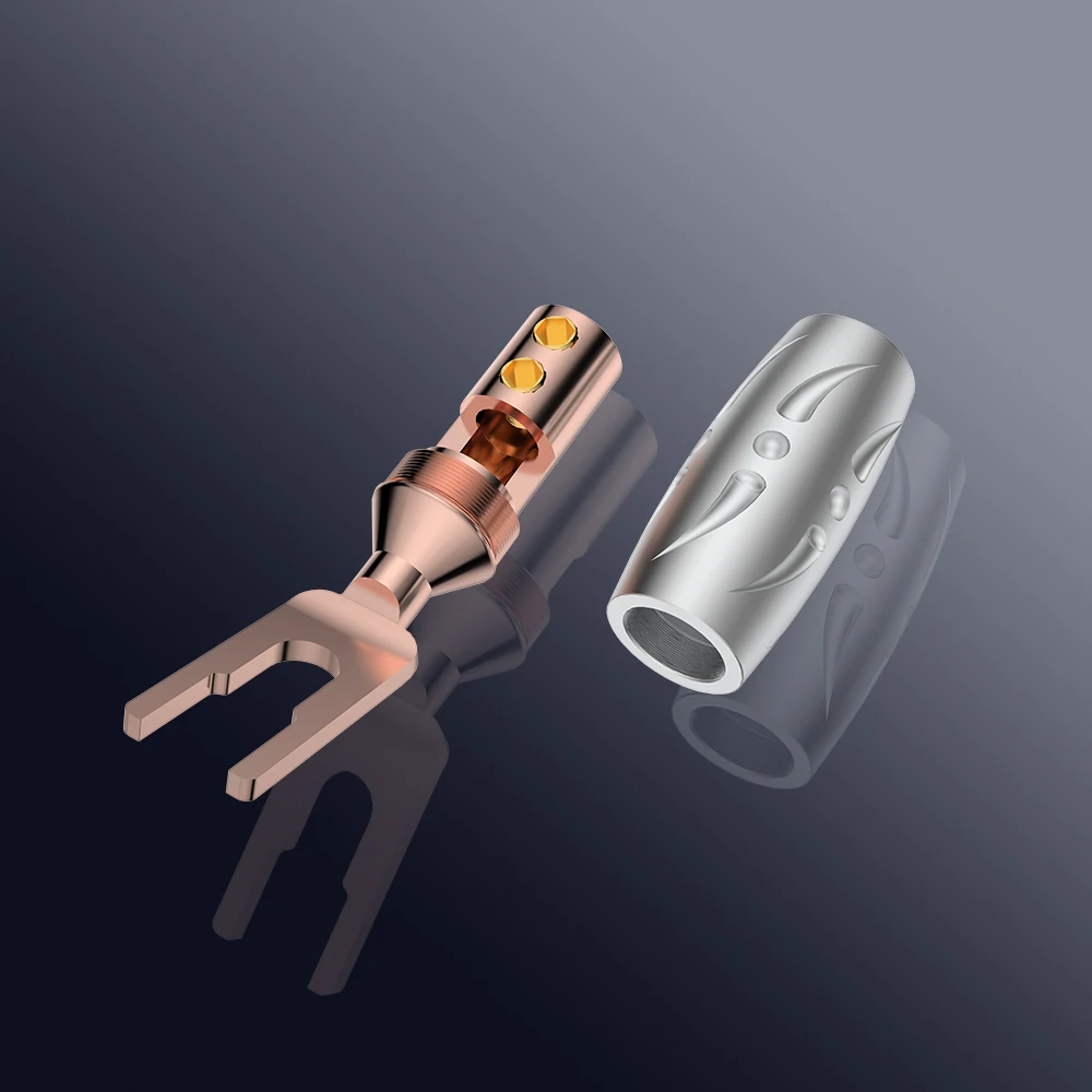 4 PZ Viborg VS701 Pure Copper Spade terminale del diffusore spina del cavo dell'altoparlante spina Y hi End