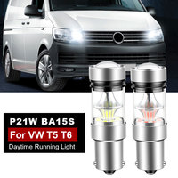 2pcs For VW T5 T5.1 T6 Transporter LED Daytime Running Light DRL Bulb Lamp Canbus No Error P21W BA15S 1156