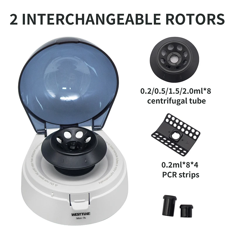 Westtune Mini Centrifuge Machine Pcr Plasma Centrifuge Lab Microcentrifuge 4000rpm 7000rpm For 0.2/0.5/1.5/2ml Centrifuge Tube