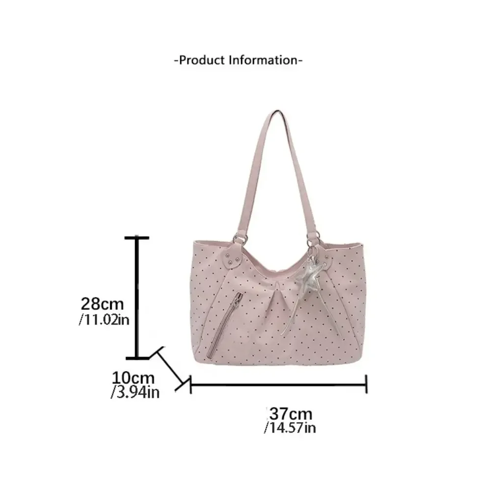 Shoulder Tote Bag Korean Polka Dot Retro Cute Zipper Vintage Large Capacity Underarm Casual Daily New Hot forWomen Shopping Work image 5