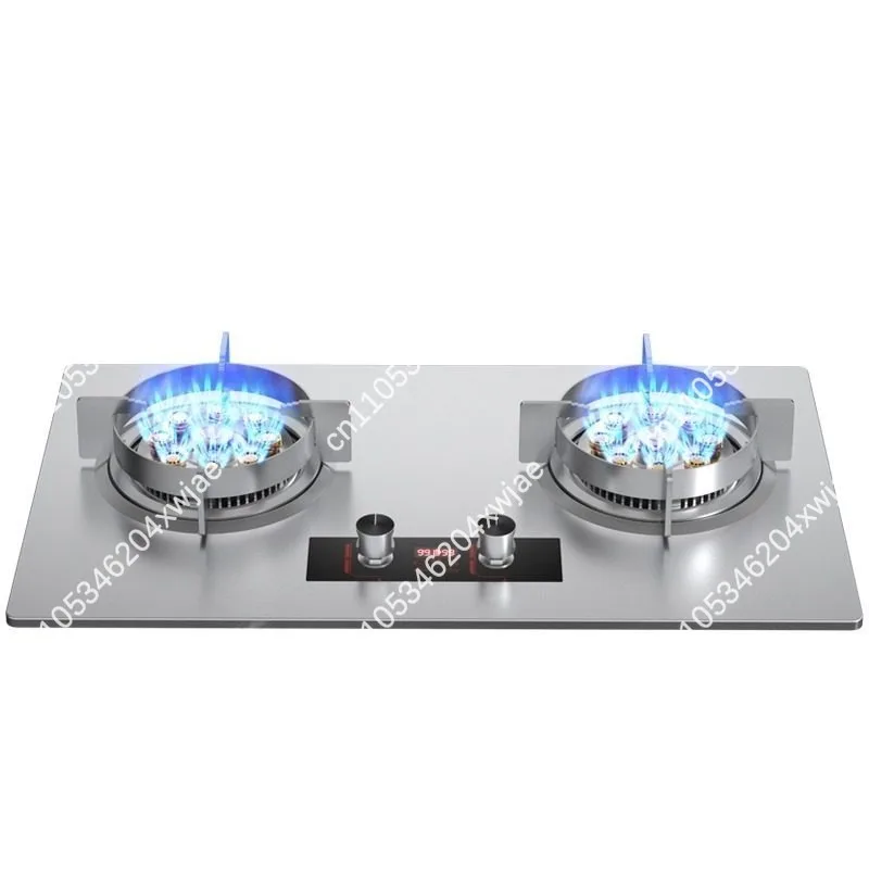 High Power Gas Cooker 2 Burners, Household Built-in/Tabletop Natural Gas Stove with Energy Saving, LPG Compatible Kitchen Hob