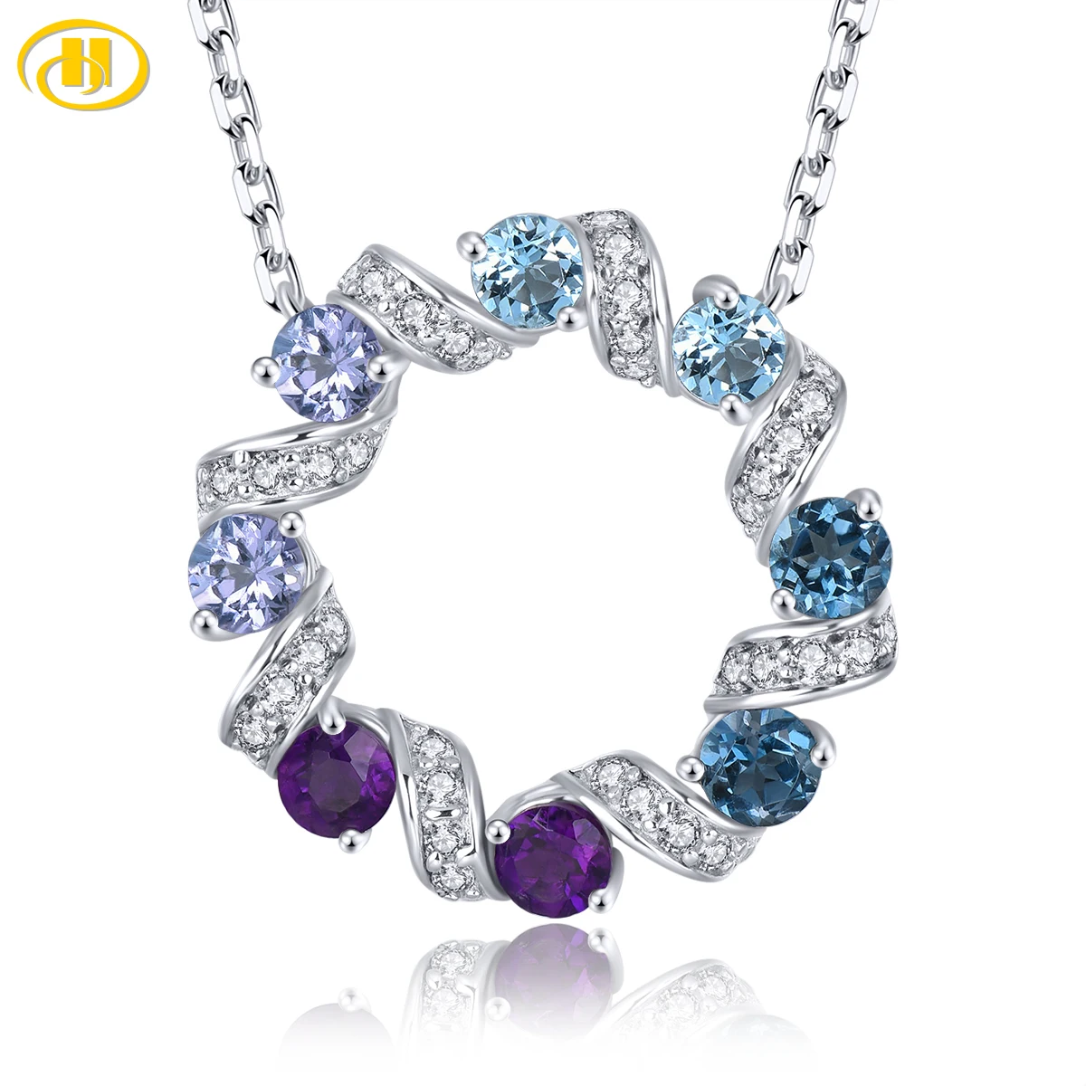 

Natural Blue Topaz Tanzanite Multicolor Gemstone Silver Necklace Women Special Gemstone 1.5 Carats Genuine Gemstone Fine Jewelry