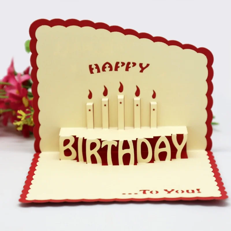 

Happy Birthday Hollow Out Greeting Card 3D 3D Lace Cake Birthday Party Greeting Card Ins Creative Foldable Writing Birthday Card