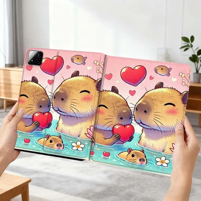 

Cute Capybara Heart Love Gift For Xiaomi Mi Pad Mini 4 5 6 7 SE Pro Plus Redmi Pad 2 SE 2025 8.8 11 Foldable Tablet Case