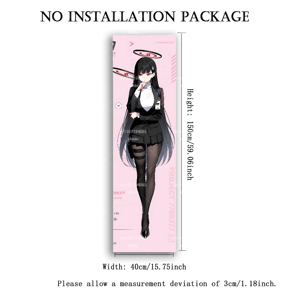 Blue Archive Rio Tsukatsuki Vertical Tapestry, Black Suit Anime Girl Wall Hanging for Bedroom