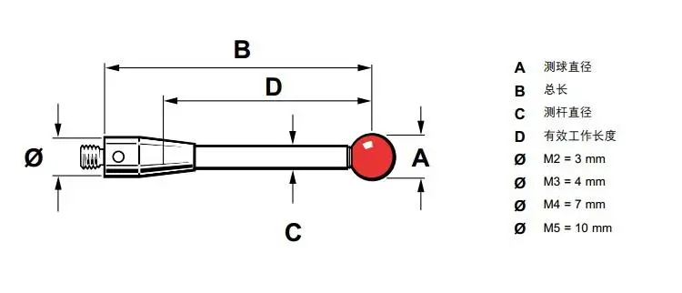 قلم Renishaw A-5000-3554 A-5000-7606 خيط مسبار التنسيق