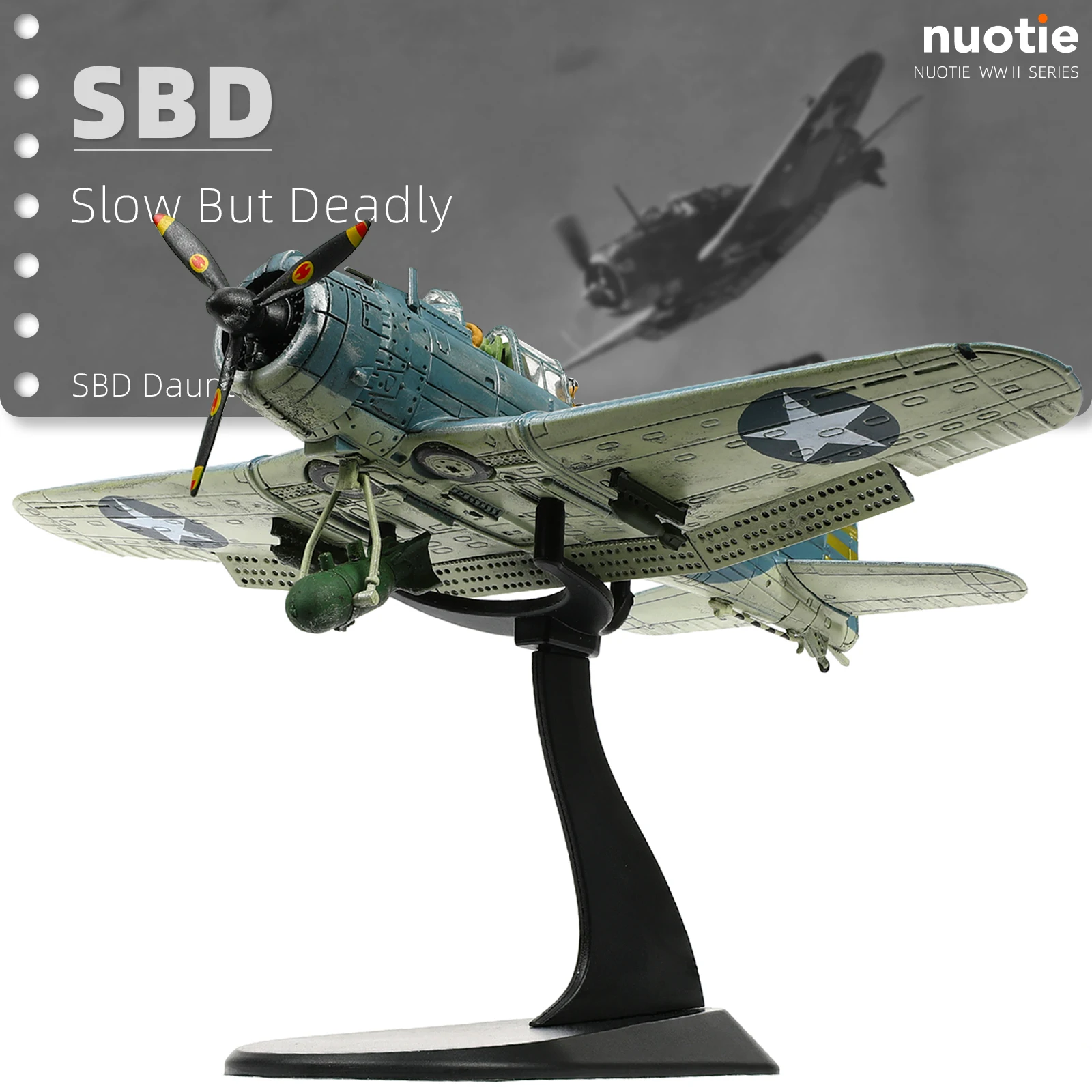 NUOTIE 1/72 Douglas SBD-2 Dauntless Midway Classic Dive Bomber Diecast Model for Collection & Gift