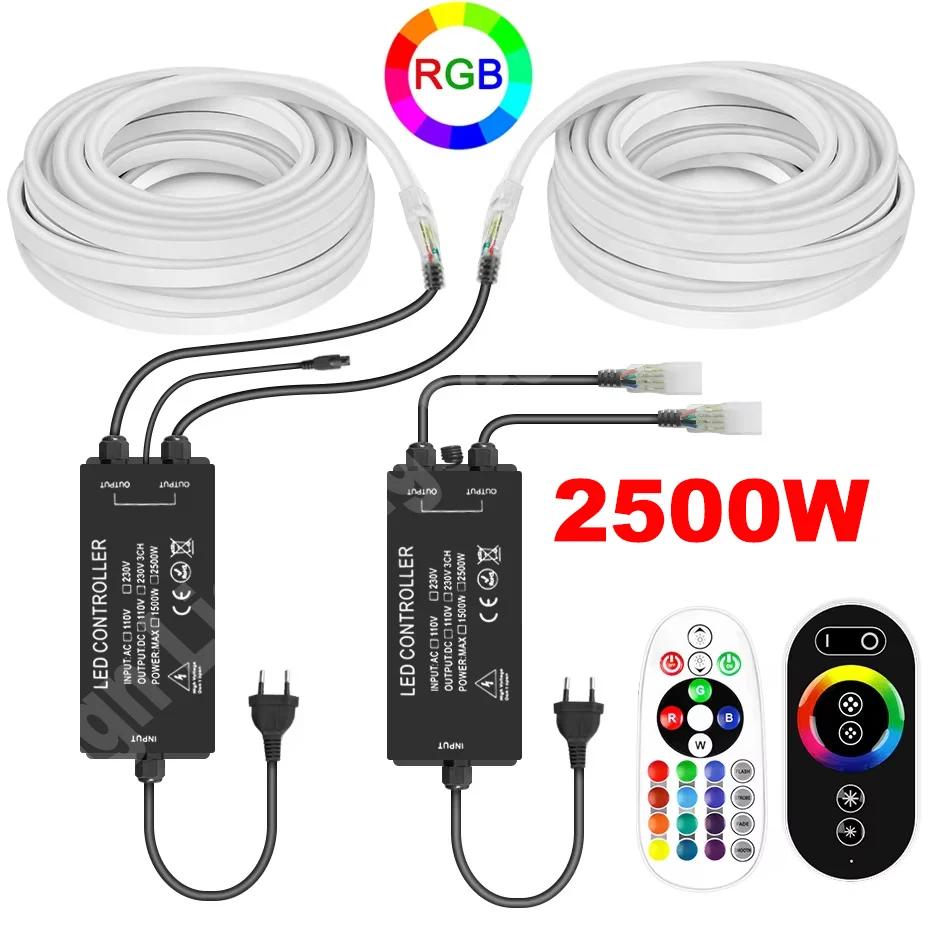 

220V RGB LED Neon Strip SMD 5050 Flexible Neon Light with Remote Control Waterproof IP67 Strip Light Tape DIY Home Decor Party