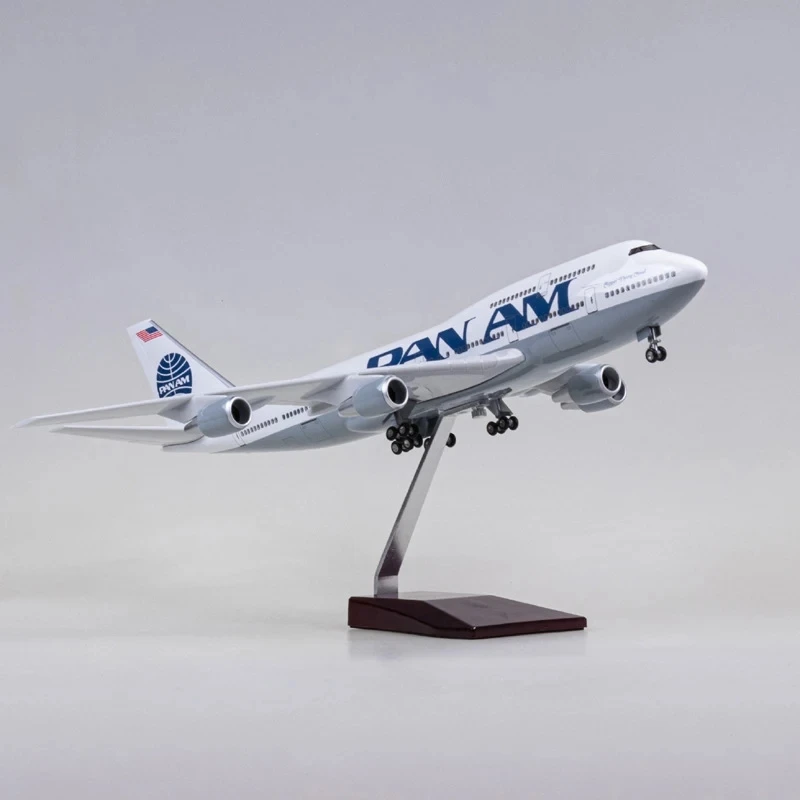 47CM 1/150 Scale Airplane B747 Aircraft PAN AM Airline Model W Light and Wheel Diecast Resin Plane For Collection Display Toys