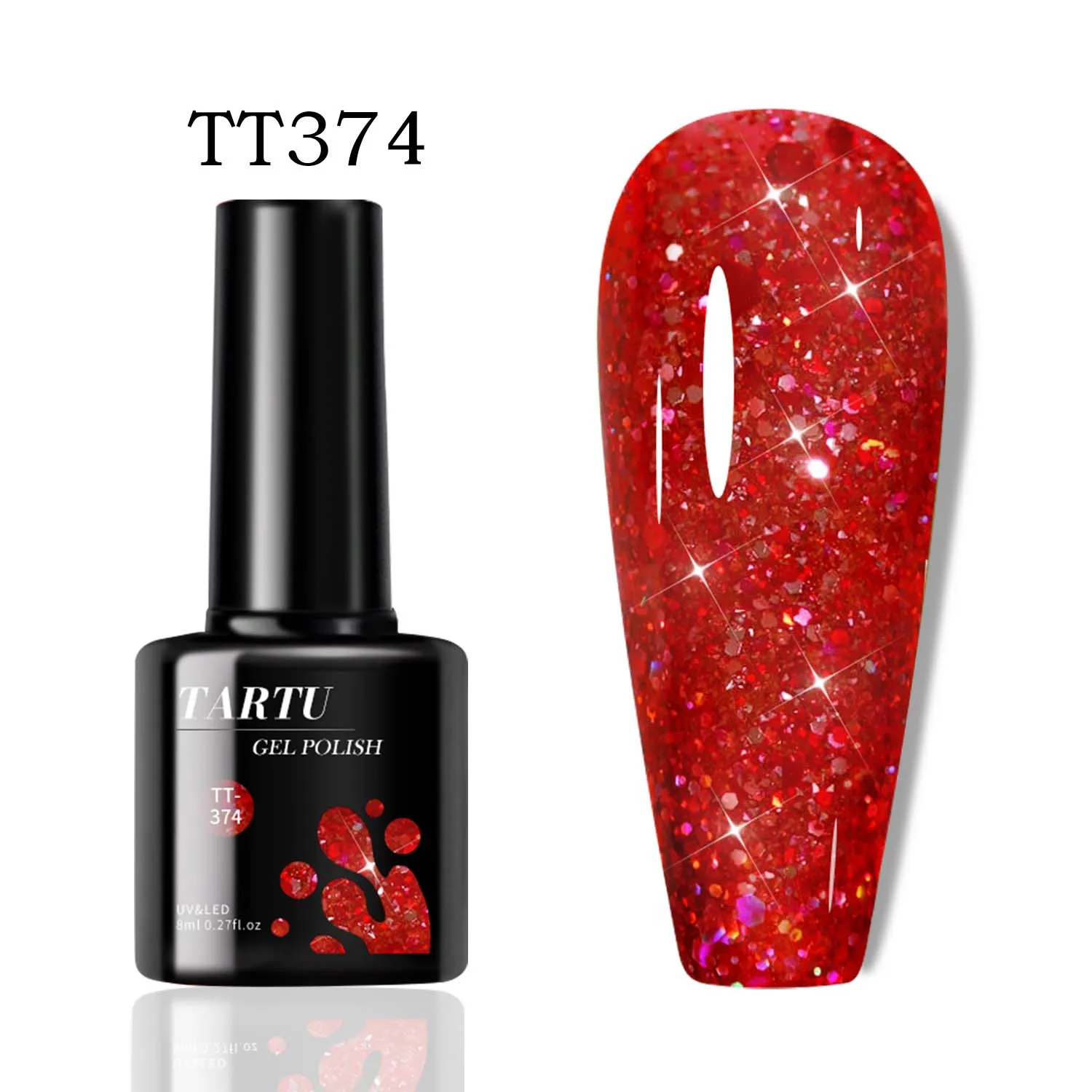 Smalto per unghie gel glitterato TARTU, 8 ml HEMA-Free TPO-Free Champagne Marrone Oro Argento, Paillettes Shimmer, Soak Off Uv/Led, Nail Art