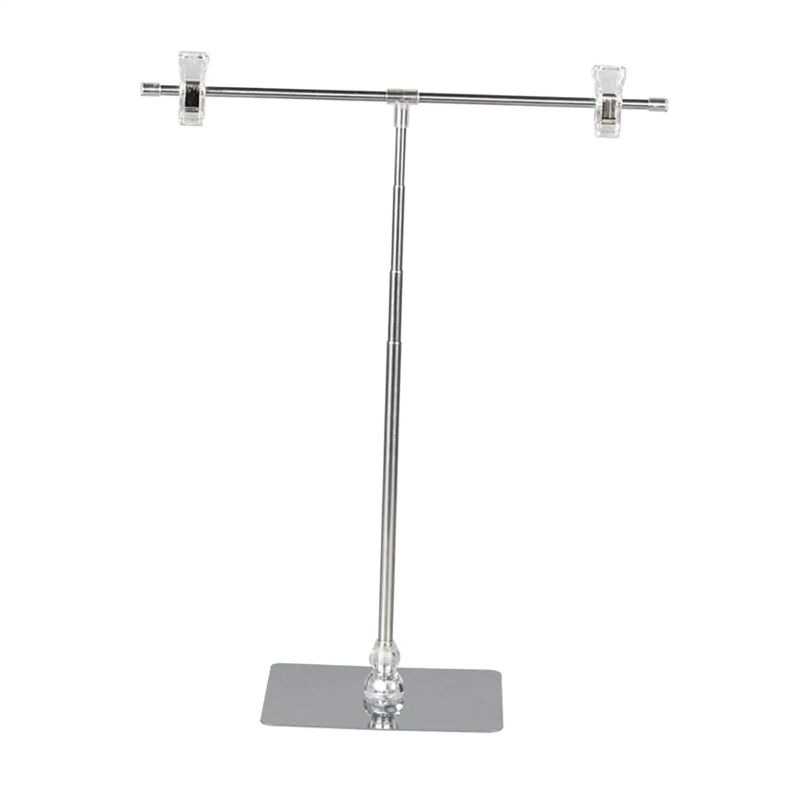 Adjustable Poster Stand Stretchable T Sign Holder Stainless Steel Banner Stand Floorstanding with Clip for Store Counter Bars