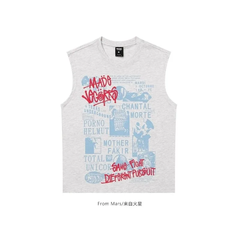 

Juspinice Lazy Style Hip-hop Printed Tank Top for Women's Summer O-neck Sleeveless Vest Loose Casual Fashionable Couple Tees