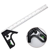 12inch Adjustable Combination Square/Right Angle Ruler 45 / 90 Degree with Bubble Level Gauge Measuring Tools for Woodworking