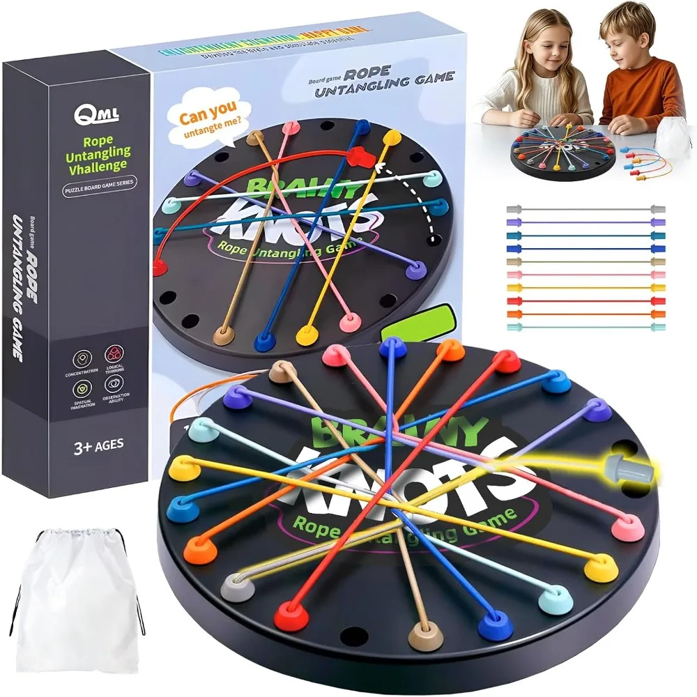 Twisted Rope Board Game Logic Untangling Challenge Interactive Puzzle for Kids Adult Central Lacing Solution Pulling Toy Model A