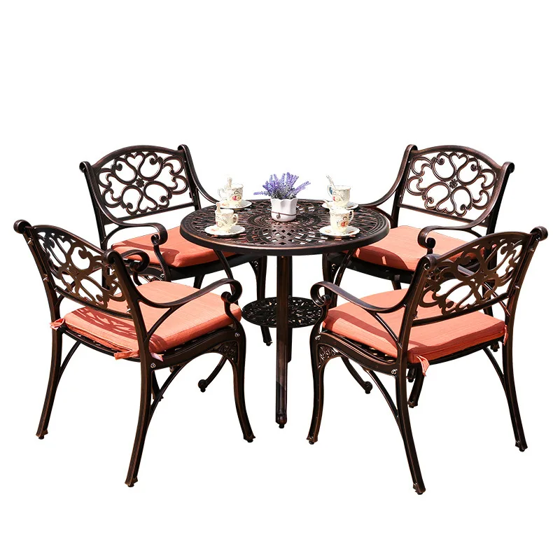 

Outdoor Seating Furniture Cast Aluminum Dining Table and Chair Combination Marble Outdoor Courtyard Outdoor Garden Leisure Chair