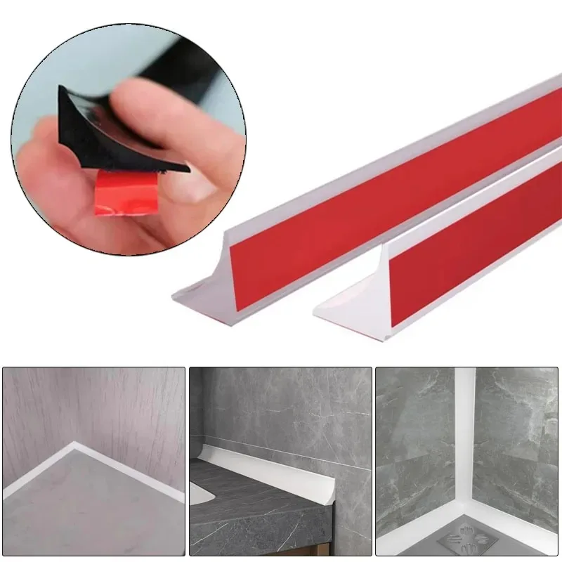 1PC Silicone Water Stopper Strip Bathroom Water Stopper Shower Barrier Kitchen Countertop Retaining Waterstop Dry Wet Separation