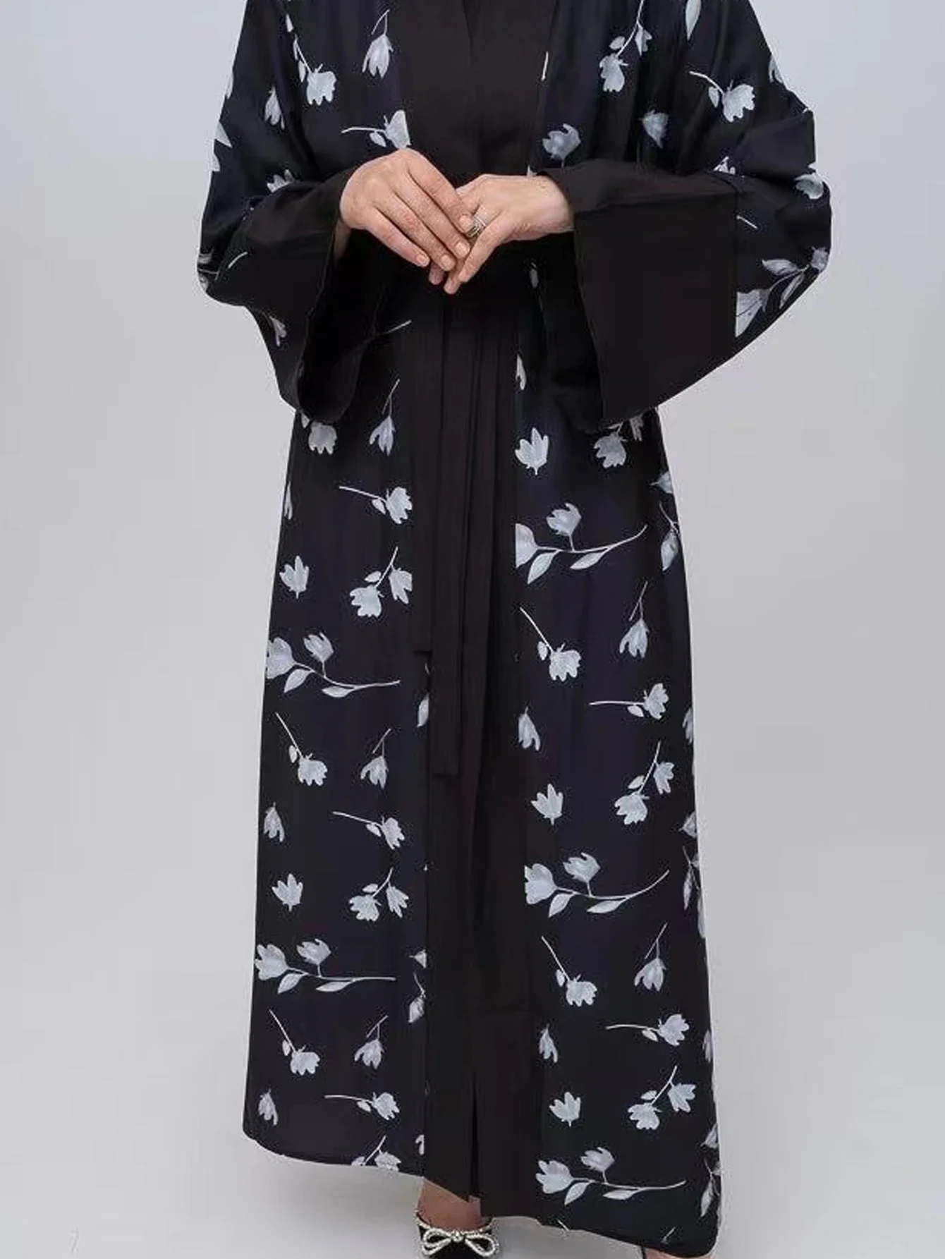 New Muslim Dresses Women Maxi Dresses Vestidoes Fashion Female Loose Dresses Full Sleeve Printed Floral Casual Robe Long Dress