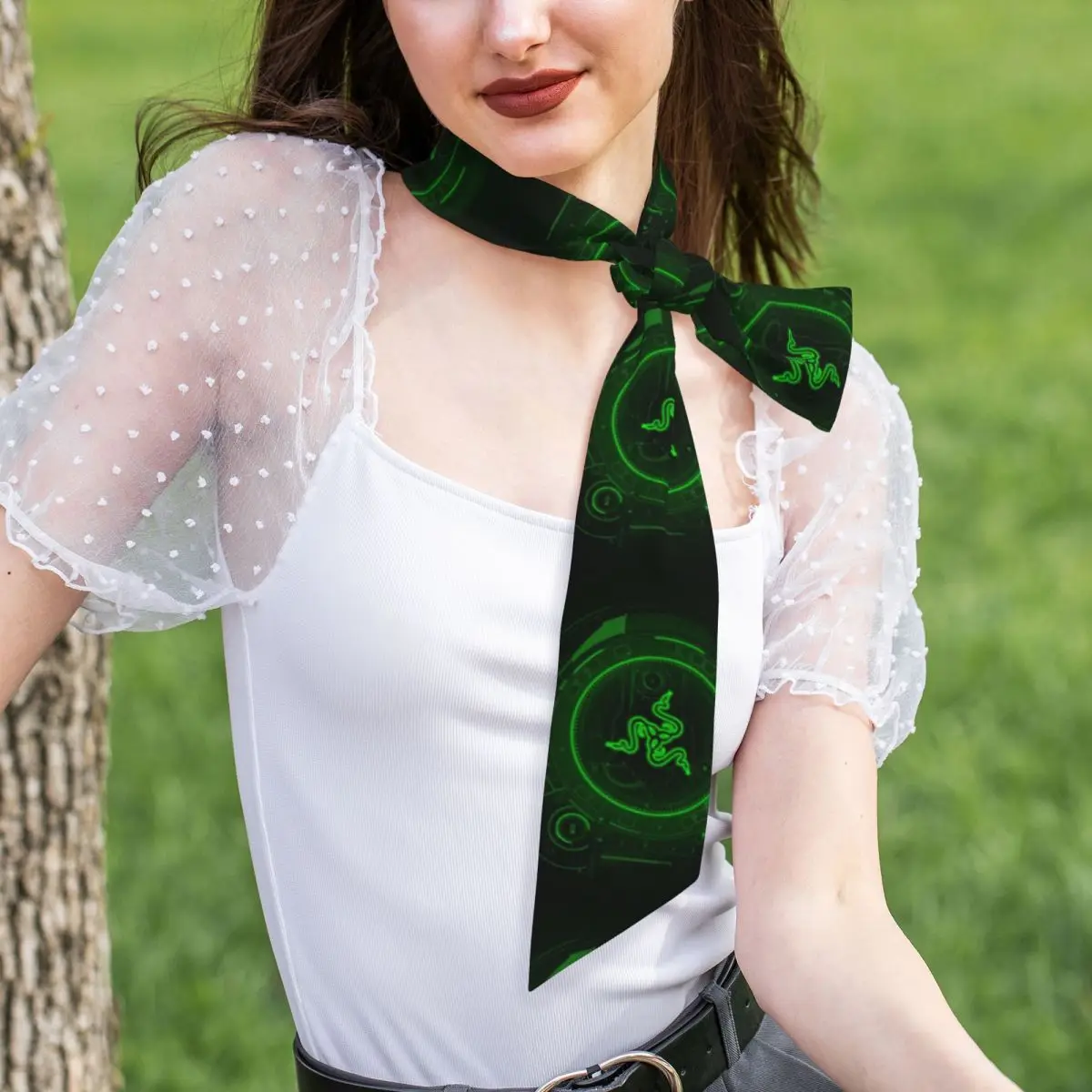 Razer Coasters Women Long Narrow Scarf Silky Skinny Scarf Multi-use Neck Head Wrap for Office Daily Party
